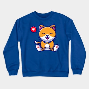 Cute Cat Sitting Cartoon Illustration Crewneck Sweatshirt